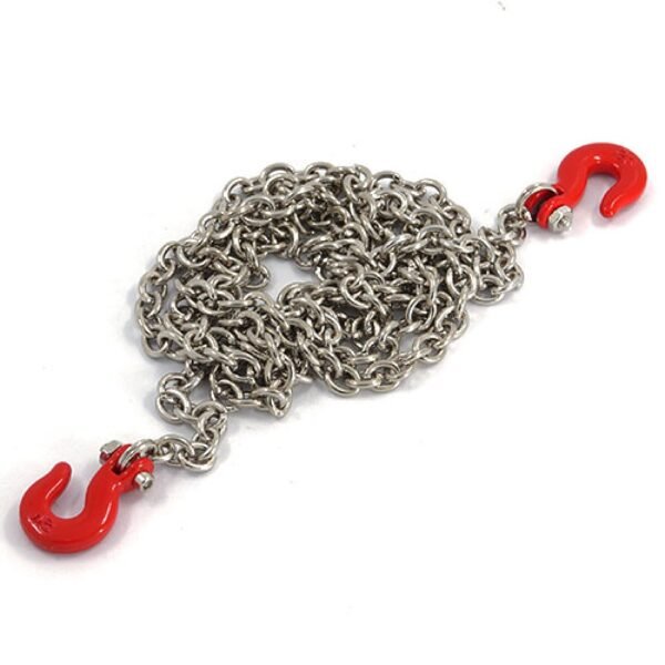 Yeah Racing 96cm 1/10 Crawler Scale Steel Chain Accessory w/Red Hooks