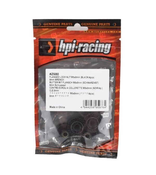 HPI z680 Flanged Locknut Set 5x8mm (Black) (4) - Imagen 2