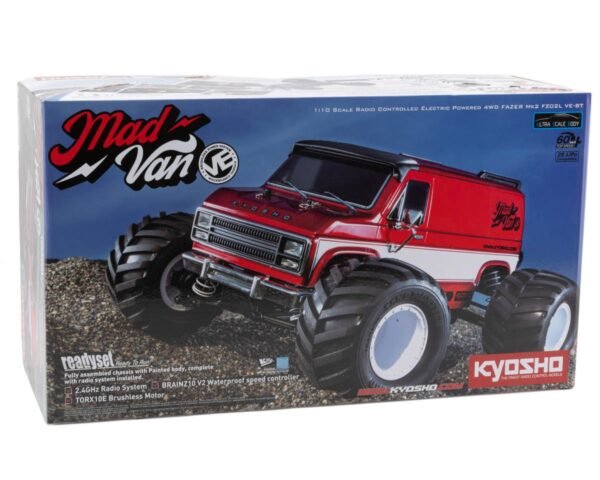 Kyosho Fazer Mk2 Mad Van VE 1/10 4WD Readyset Brushless Monster Truck (Red) w/2.4GHz Radio - Imagen 5